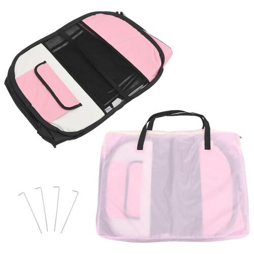 Foldbar hundegård med bæretaske 90x90x58 cm pink