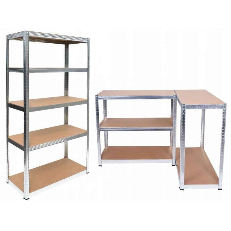 Reol til opbevaring – Topeshop G9030, galvaniseret stål og MDF, 180×90×30 cm, 5 hylder