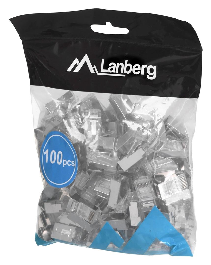 RJ45 stik Cat5e - Lanberg skærmet F/UTP, grå (100 stk) billede
