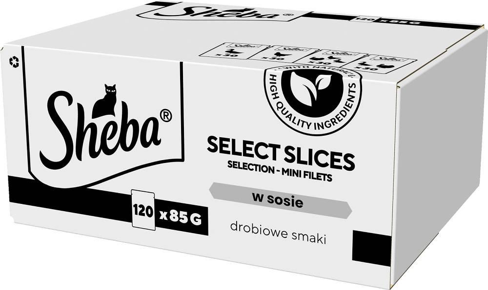 Vådfoder til kat – Sheba Select Slices Fjerkræ, 120 × 85 g