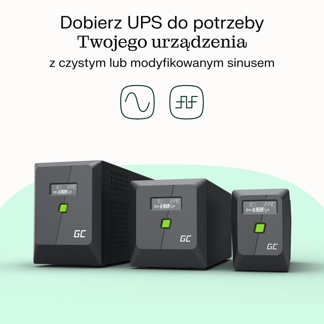 UPS strømforsyning - Green Cell Line-Interactive 0,75 kVA / 480 W, 4 AC-udtag