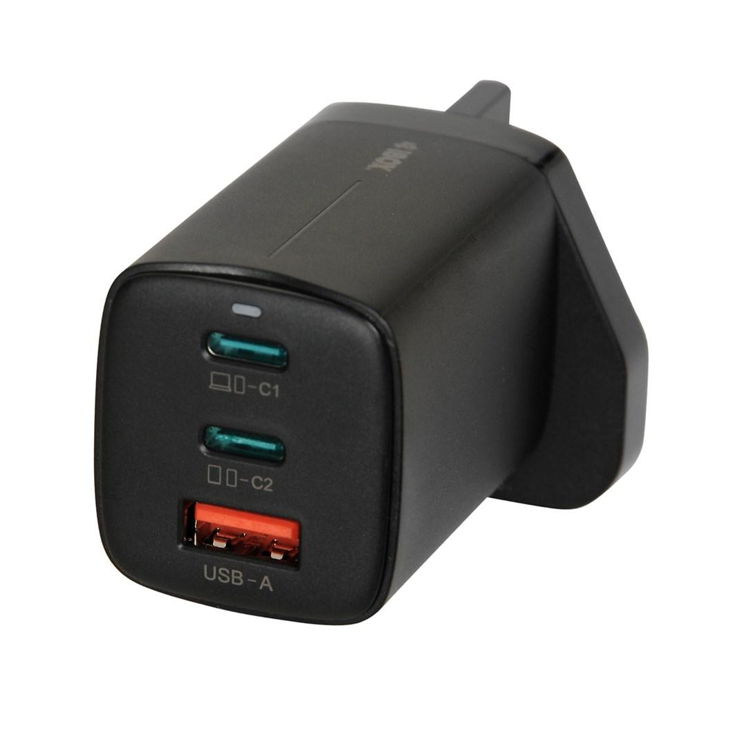 Vægoplader GaN 65 W med UK-stik – iBox C-65, sort