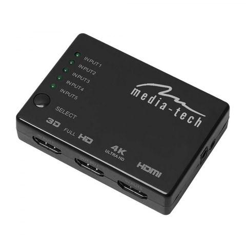 Media-Tech MT5207 - Video-/audioswitch - 5 x HDMI - desktop