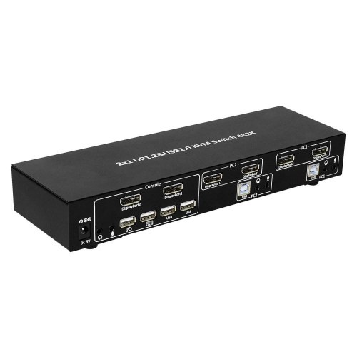 KVM-switch DisplayPort 1.2 2x1 4K – TECHly IDATA DP-KVM2, sort