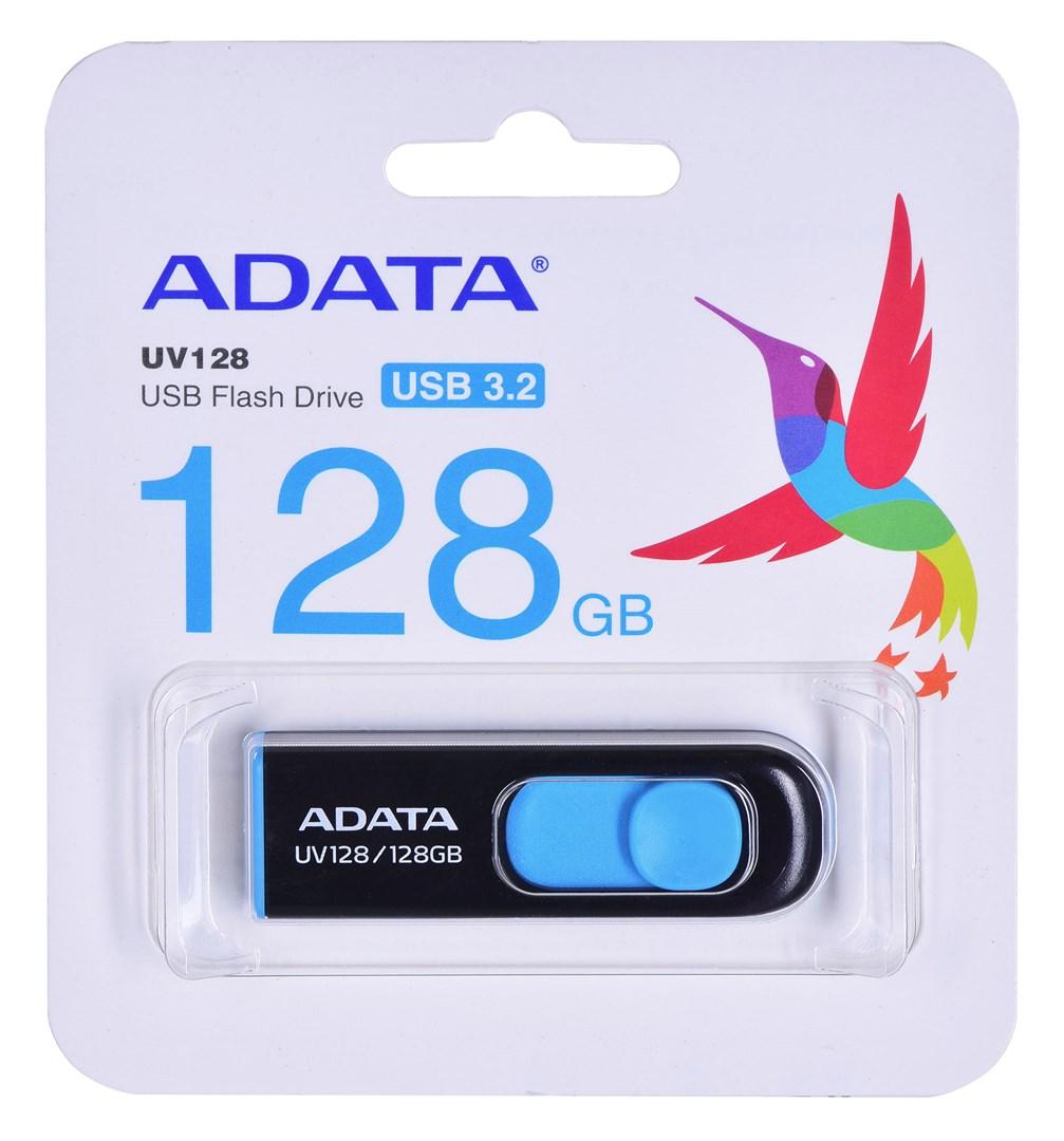 USB stik ADATA DashDrive UV128 128 GB USB 3.2 Gen 1, Type-A, sort/blå