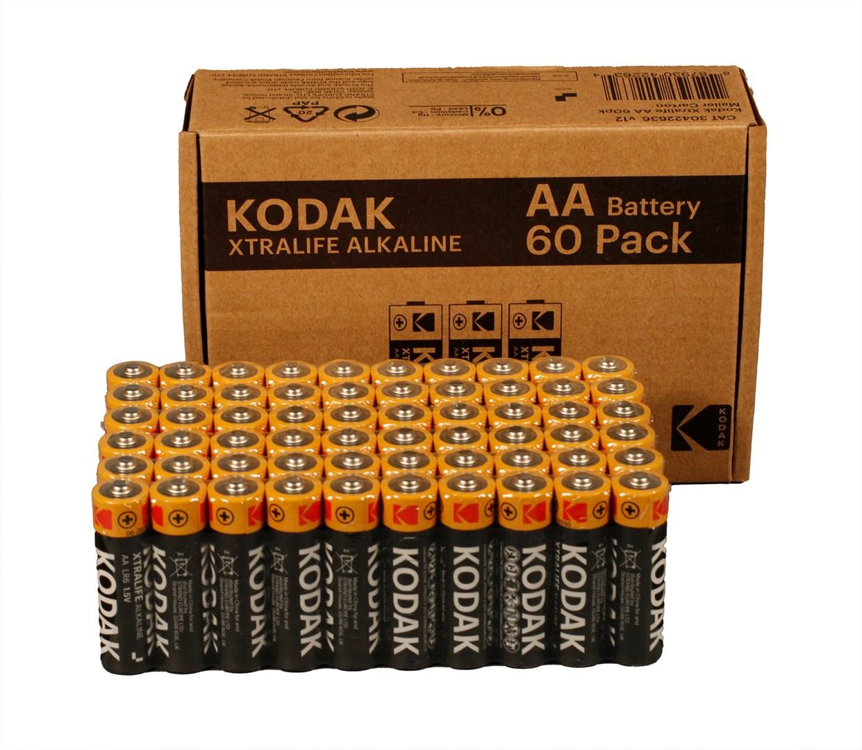 Batterier AA alkaline – Kodak XTRALIFE, 60‑pak