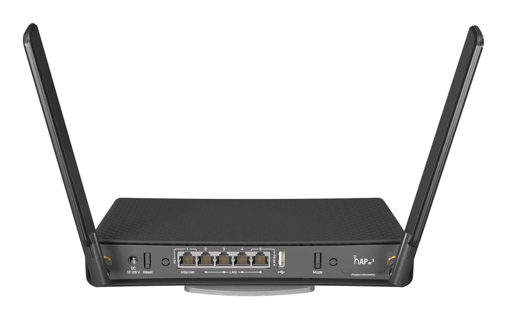 Trådløs router MikroTik hAP ac³ – Gigabit, dual-band, sort