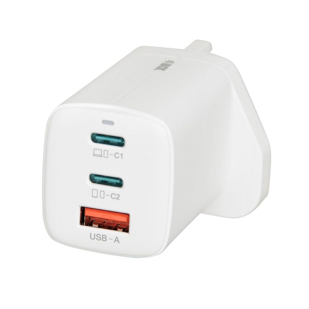 iBOX Ladowarka C-65 GaN USB-C PD65W, kabel USB-C wtyczka UK White