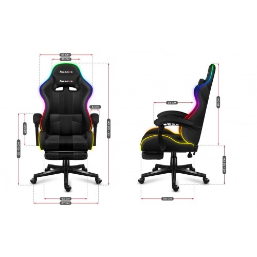 Gamerstol Huzaro Force 4.7 RGB Mesh – ergonomisk med fodstøtte