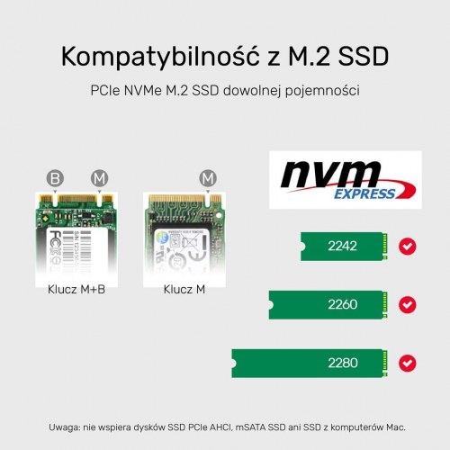 Eksternt M.2 NVMe SSD-kabinet 10 Gbps – UNITEK S1206A Dual Bay med offline kloning