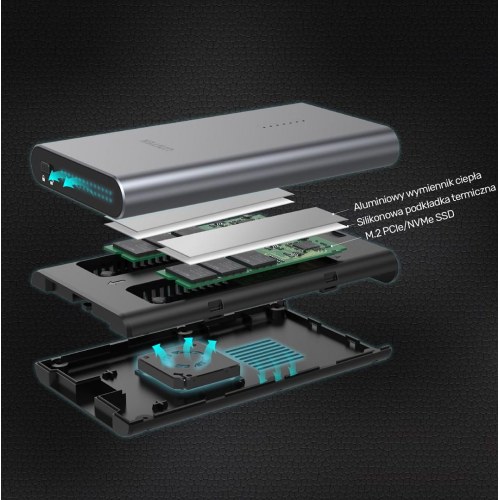 Eksternt M.2 NVMe SSD-kabinet 10 Gbps – UNITEK S1206A Dual Bay med offline kloning