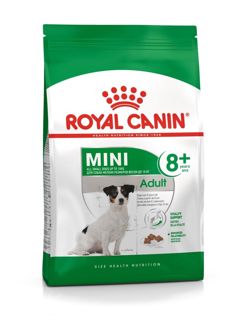 Hundefoder Royal Canin Mini Adult 8+ – 8 kg, fjerkræ, ris og grøntsager billede