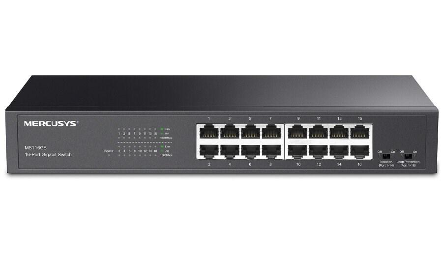 Netværksswitch Mercusys MS116GS 16-port Gigabit – sort billede