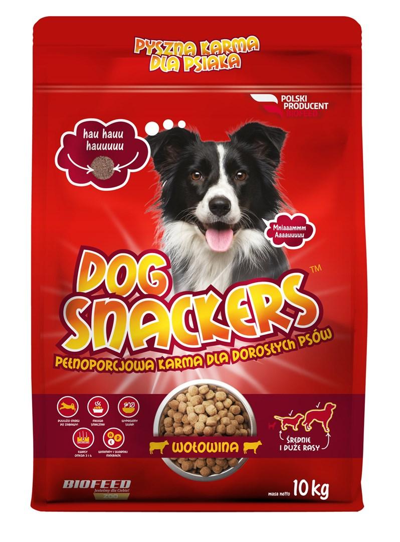 Hundefoder tørfoder BIOFEED Dog Snackers Adult medium & large – oksekød 10 kg