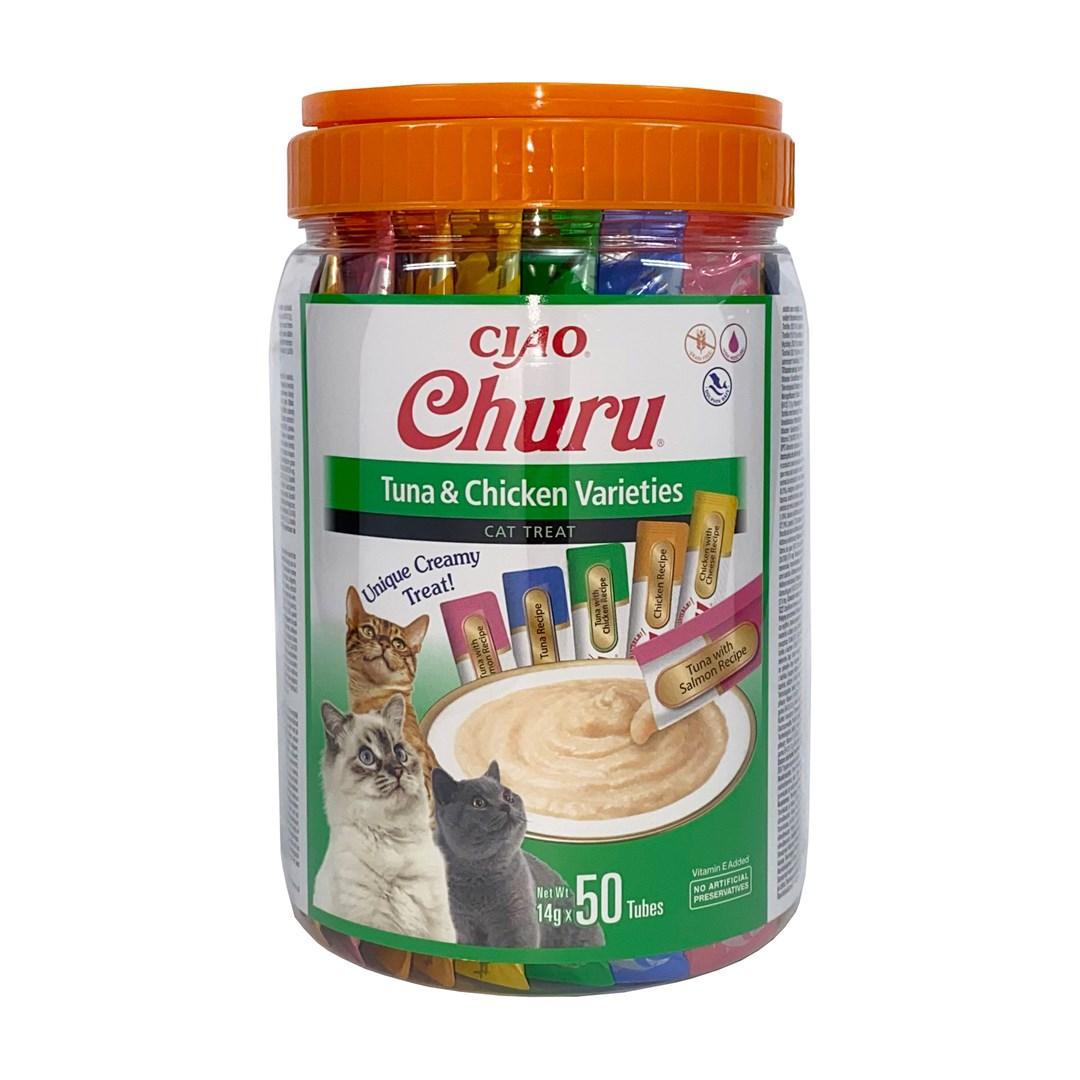 Kattegodbidder INABA Churu Varieties – kylling og tun, 50 × 14 g