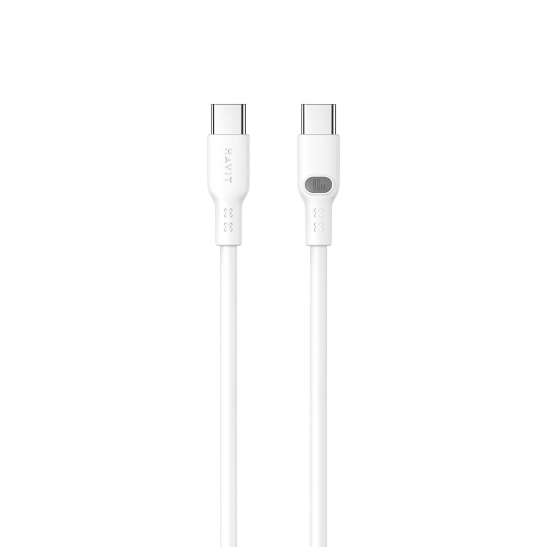 USB-C kabel 1 m – Havit CB6279, hvid, 60 W PD