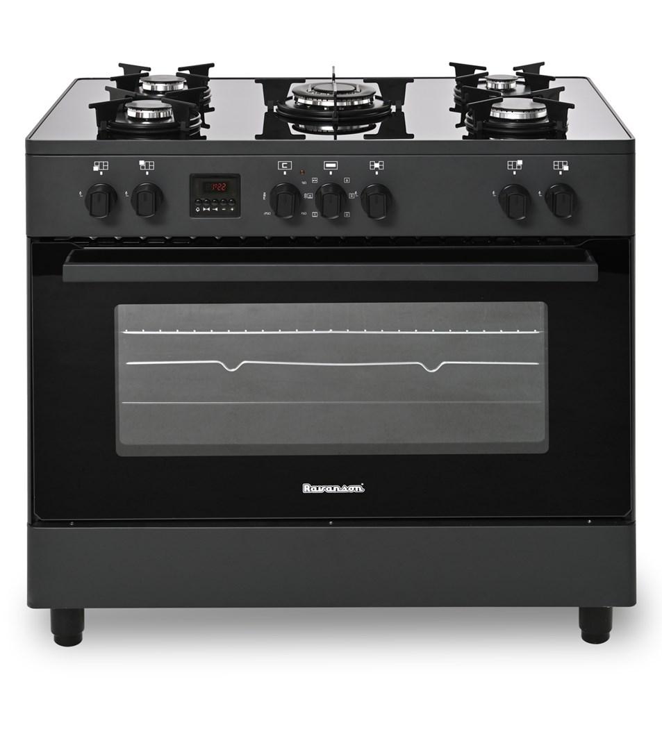 Gaskomfur med el-ovn 90 cm - Ravanson KWGE-K90, sort
