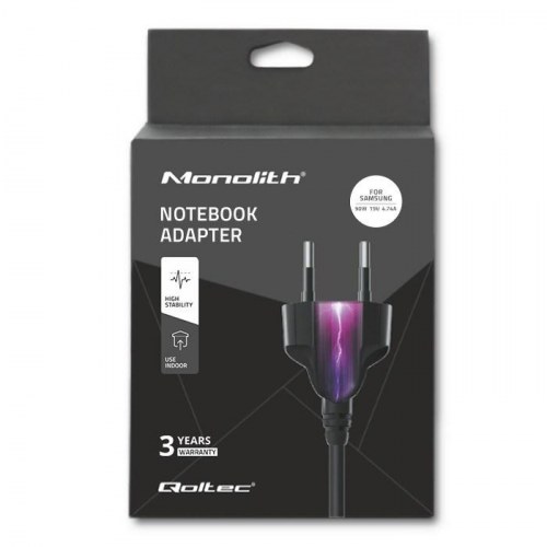 Laptop oplader 90 W – Qoltec Monolith til Samsung, 19 V, sort