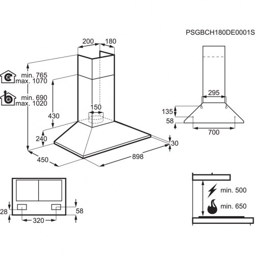 Emhætte vægmonteret Electrolux LFC319X – rustfrit stål, 420 m³/t