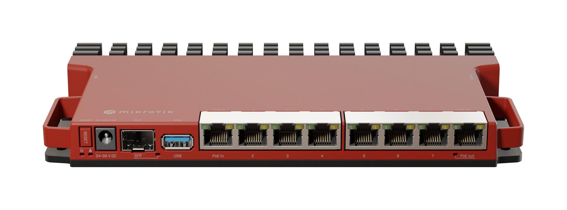 Router: MikroTik L009UiGS-RM - 2,5G/1G, 8x RJ‑45, rød billede