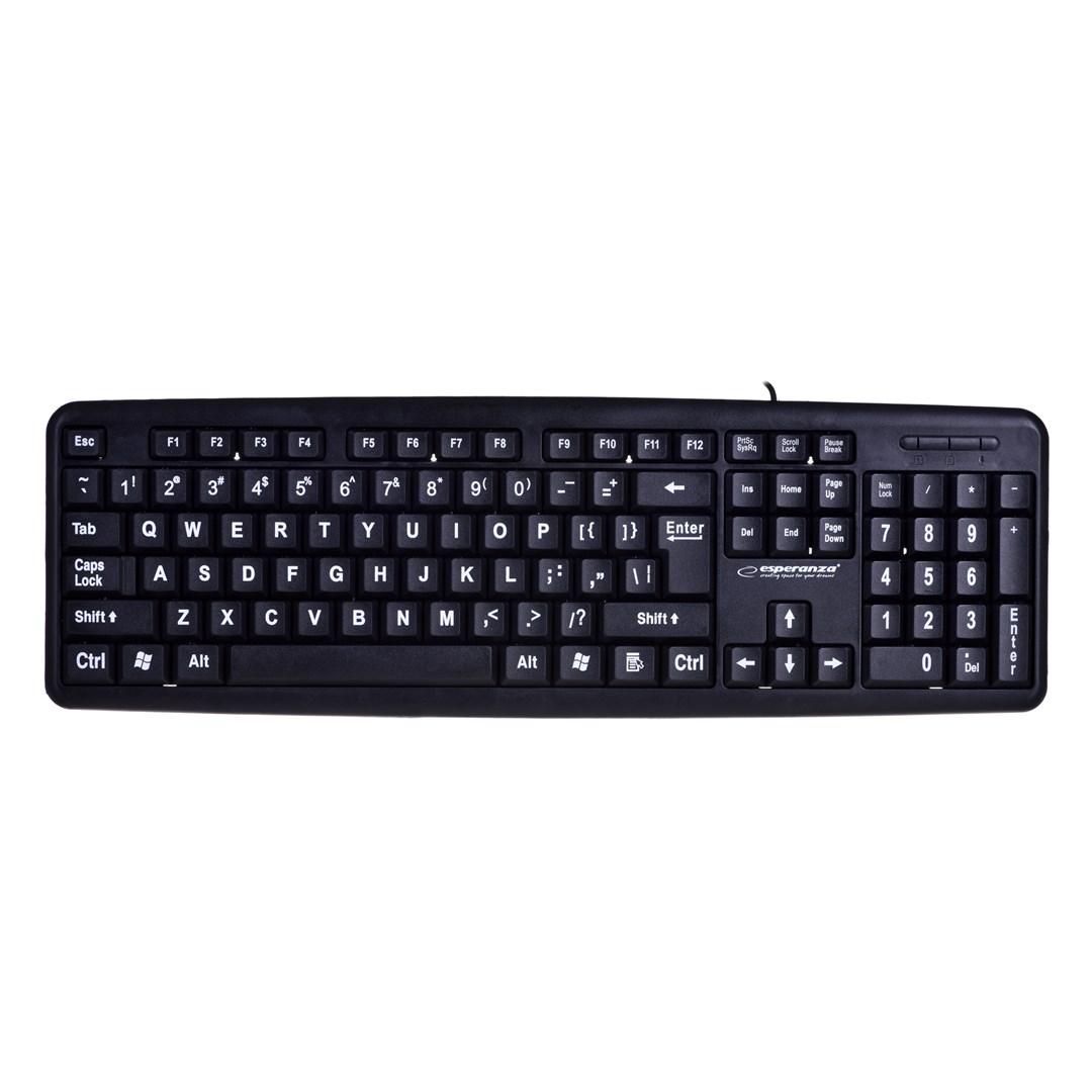 Tastatur USB med numerisk - Esperanza EK129, QWERTY UK, sort billede