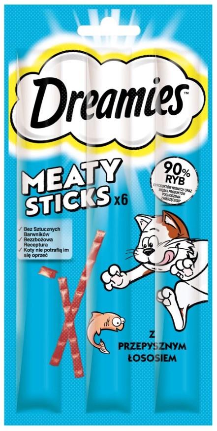 Kattegodbidder Dreamies Meaty Sticks Laks – 30 g (6 stk)