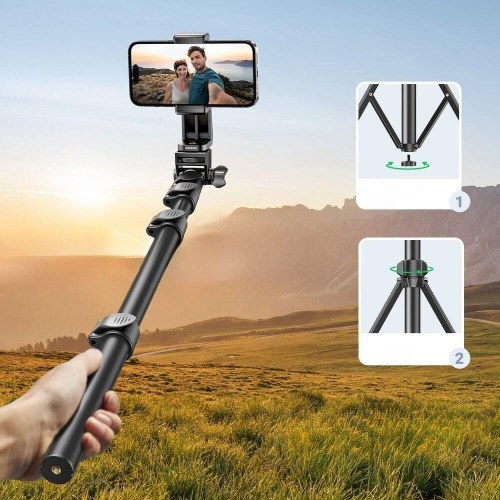 Selfiestick med stativ og fjernbetjening – UGREEN LP680 1,8 m (sort)