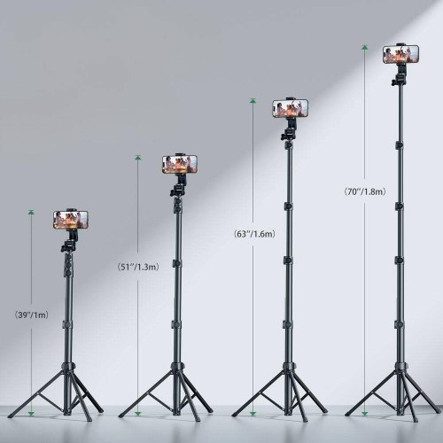 Selfiestick med stativ og fjernbetjening – UGREEN LP680 1,8 m (sort)