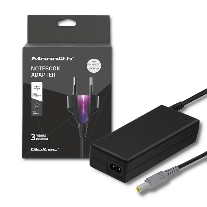 Strømforsyning til bærbar - Qoltec 90 W, sort (IBM/Lenovo) billede