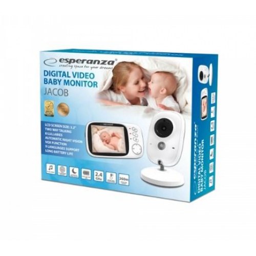 Babyalarm med video – Esperanza Jacob EHM002, 50 m, hvid