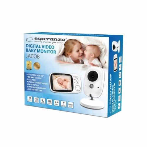 Babyalarm med video – Esperanza Jacob EHM002, 50 m, hvid