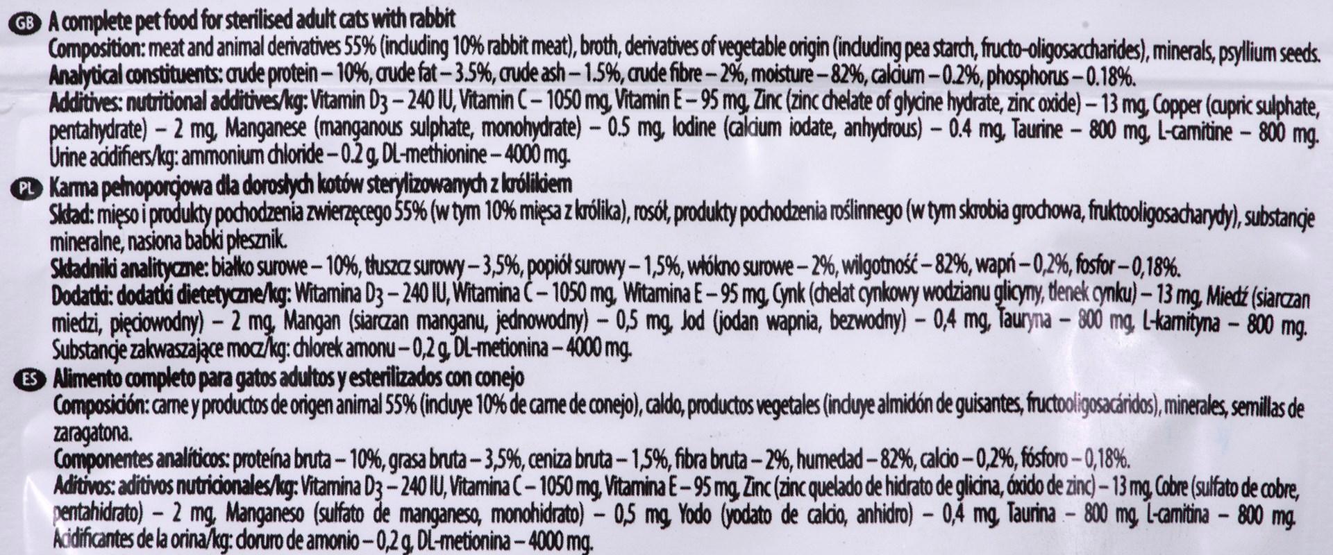 Vådfoder til kat – Dolina Noteci Piper Animals Sterilised, kanin, 100 g