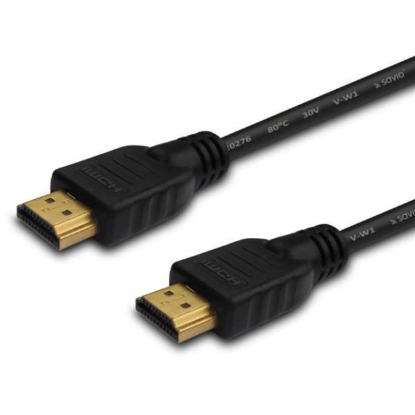 HDMI-kabel 20 m – Savio, High Speed v1.4 med Ethernet, guldstik, sort billede