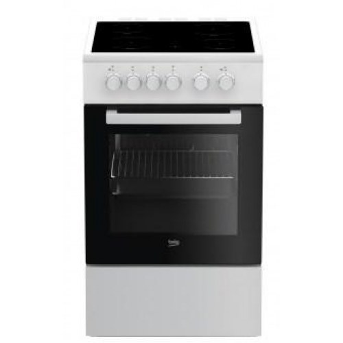 Komfur keramisk - Beko FSS57000GW, fritstående, sort/hvid, A