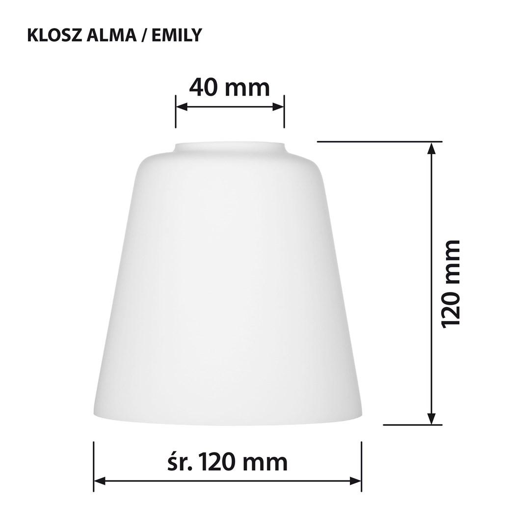 Lampeskærm glas - Activejet EMILY, hvid, Ø12 cm