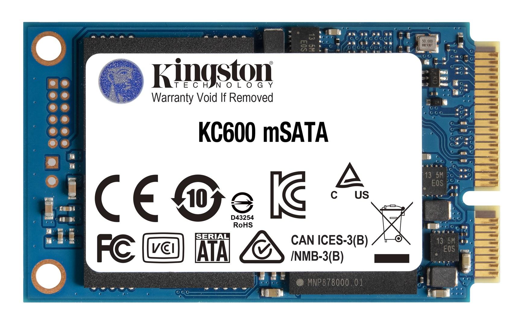 SSD harddisk Kingston KC600 mSATA 256 GB SATA3 billede