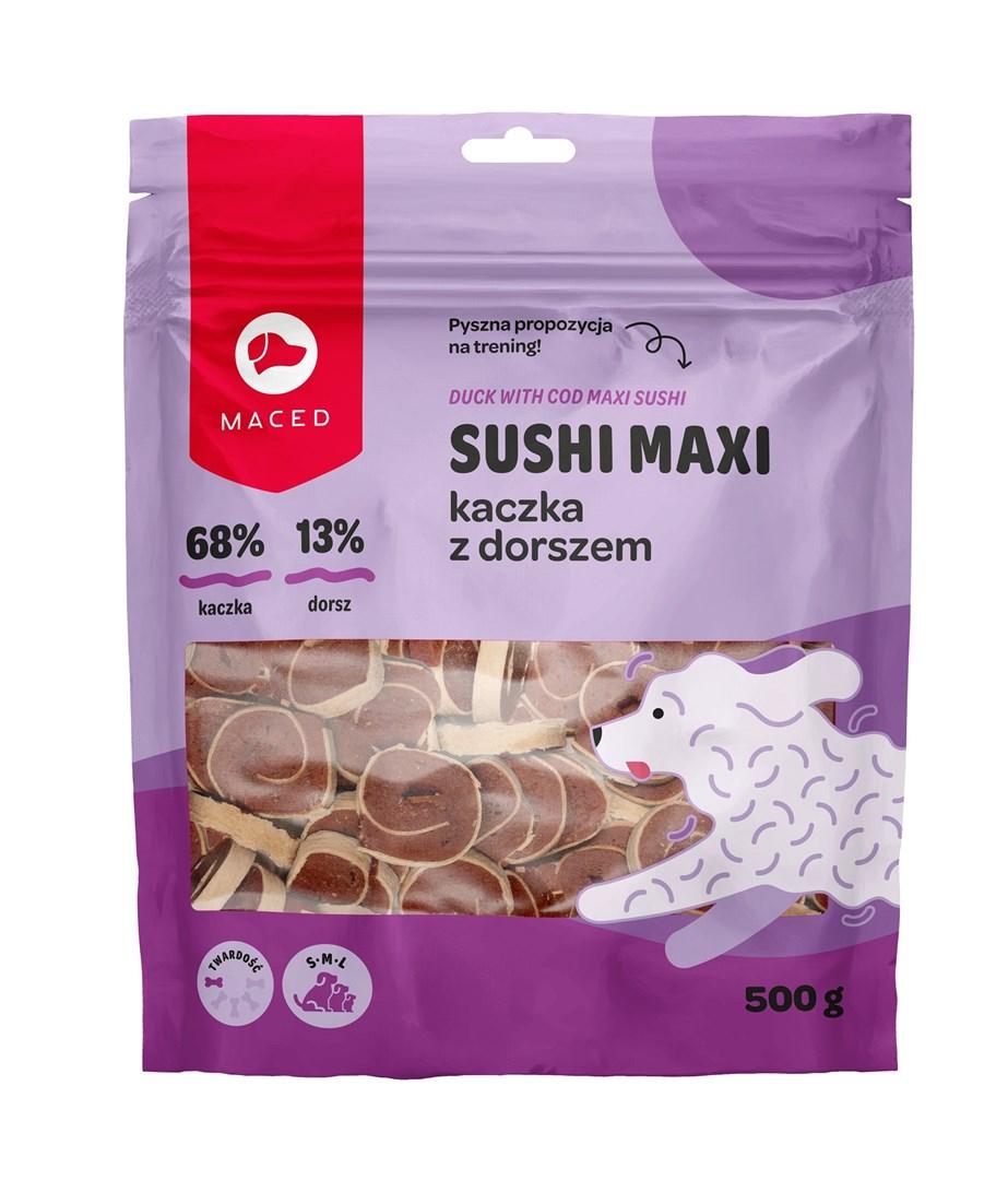 Hundegodbidder MACED – Sushi Maxi med and og torsk, 500 g