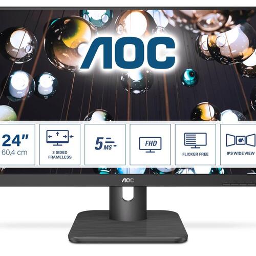 Skærm 24" AOC E1 24E1Q – Full HD IPS, 5 ms, sort