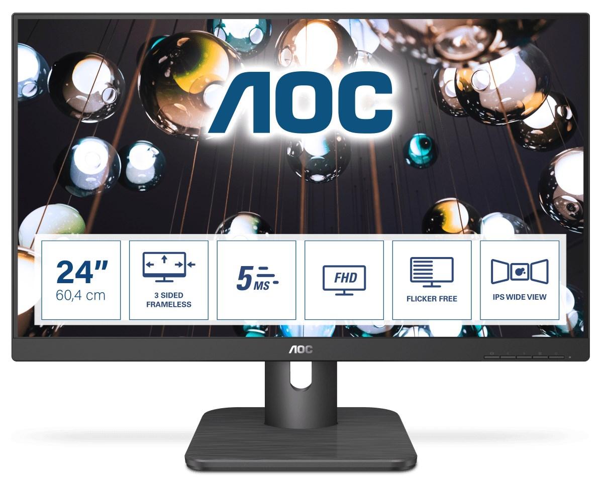 Skærm 24" AOC E1 24E1Q – Full HD IPS, 5 ms, sort