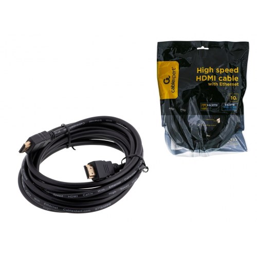 HDMI-kabel 10 m – Gembird, High Speed med Ethernet, han/han, sort