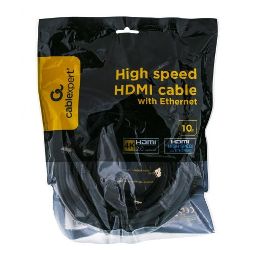 HDMI-kabel 10 m – Gembird, High Speed med Ethernet, han/han, sort