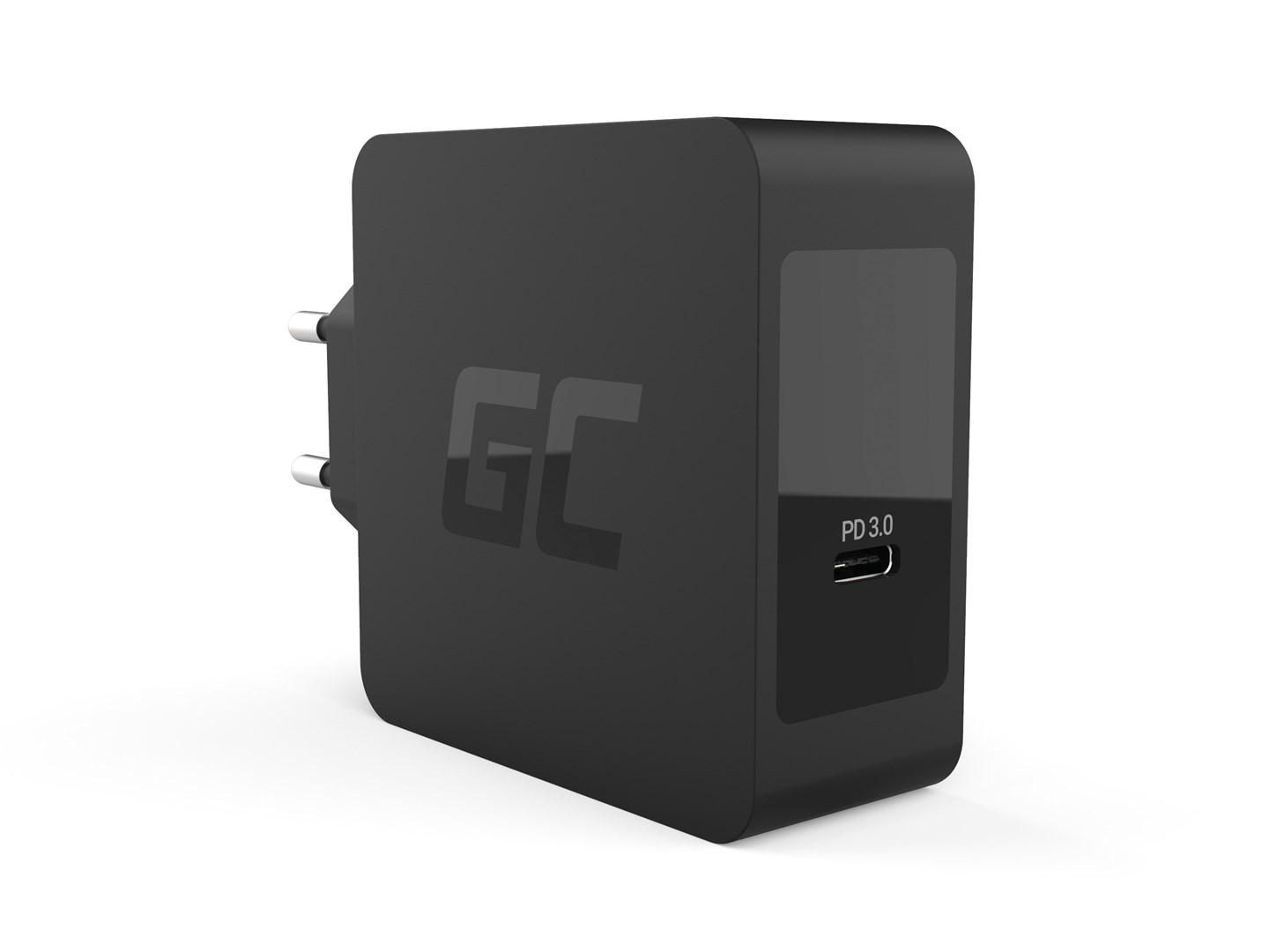 USB-C vægoplader – Green Cell, 60 W PD 3.0, universal, sort