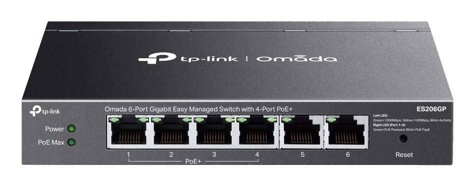 Netværksswitch TP-Link Omada ES206GP – Managed Gigabit med PoE+ (sort) billede