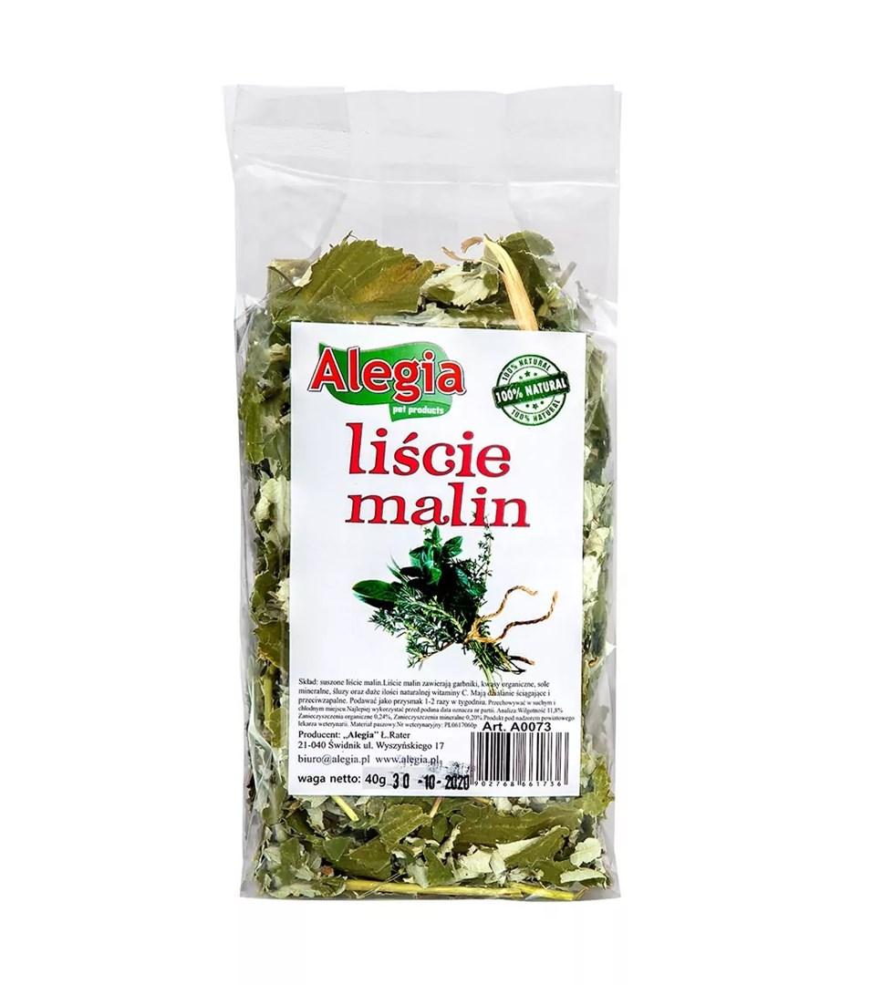 Godbid til smådyr - Alegia hindbærblade 40 g