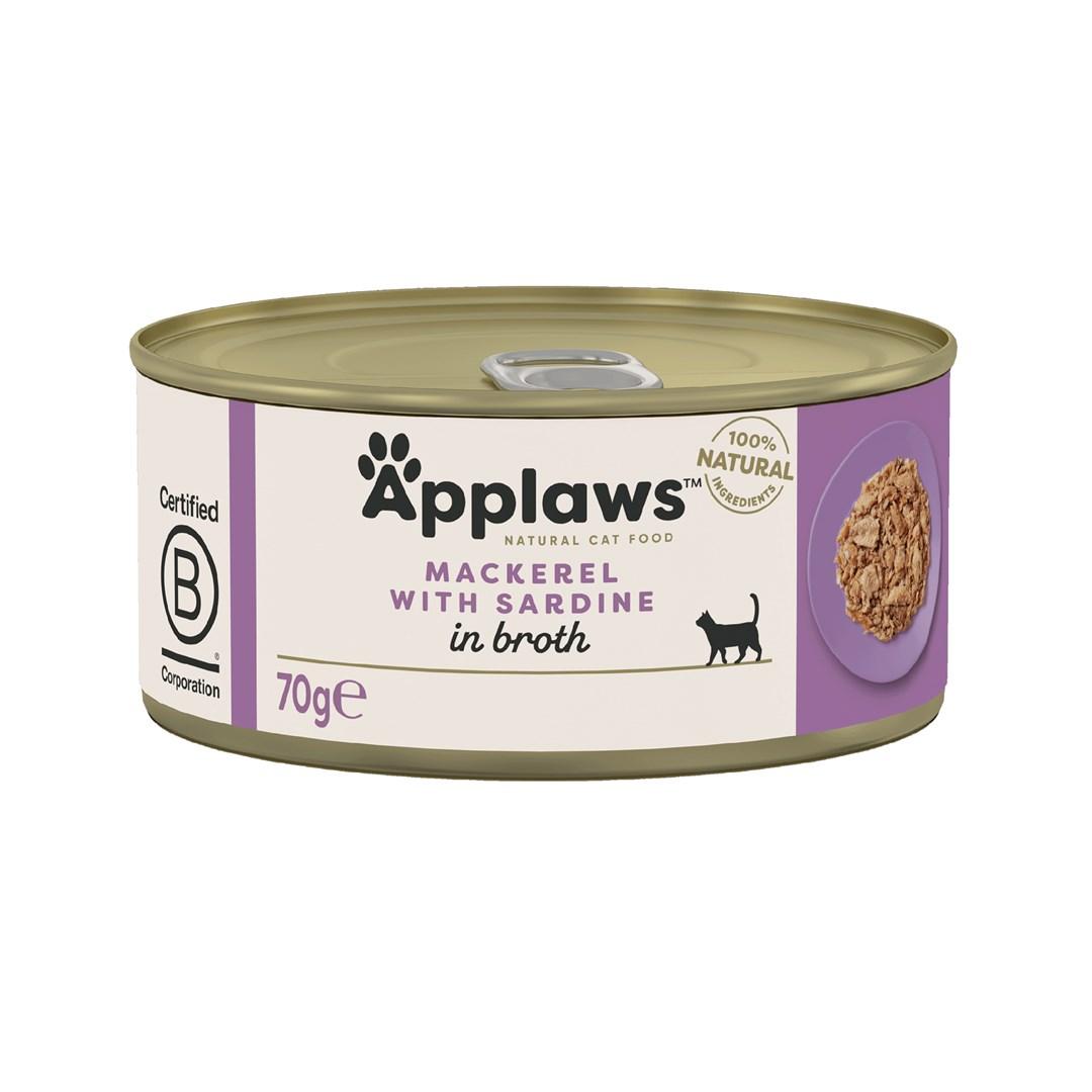 Vådfoder til kat - Applaws makrel med sardiner i bouillon 70 g