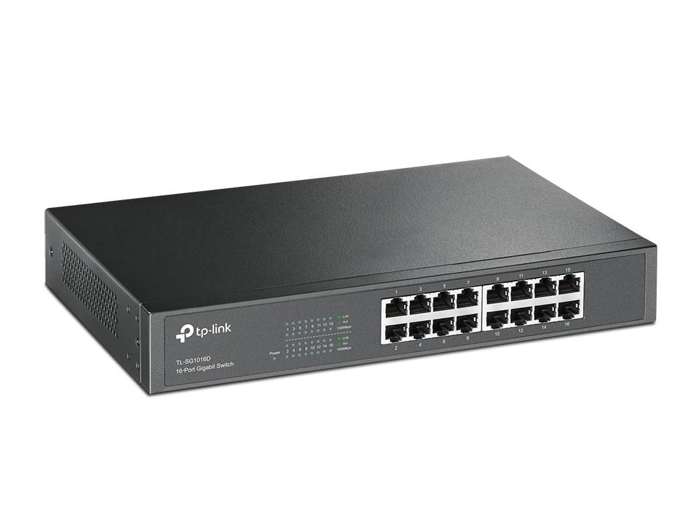 Netværksswitch gigabit 16-porte TP-Link desktop/rack