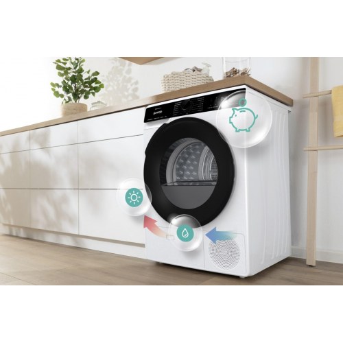 Tørretumbler med varmepumpe Gorenje DPNA92WIFI, 9 kg, hvid/sort
