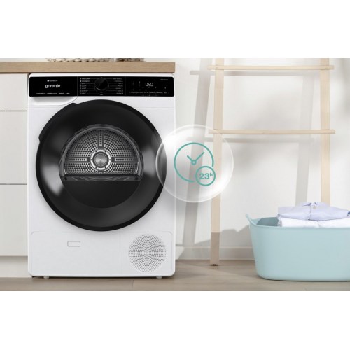 Tørretumbler med varmepumpe Gorenje DPNA92WIFI, 9 kg, hvid/sort