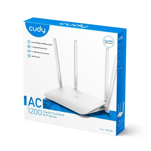 WiFi router dual-band – Cudy WR1300 Gigabit, hvid
