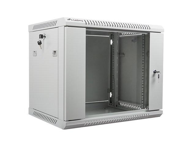 19" vægmonteret rackskab - Lanberg 9U, 600×450 mm, grå, glasdør billede
